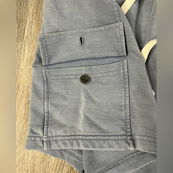 Jane & Delancey drawstring elastic waist dusty blue button flap side pockets, M. - Picture 2 of 6